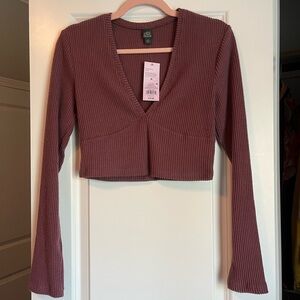 Target Ribbed V-Neck Crop Top - Mauve